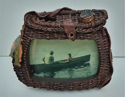 Marco de fotos de cesta de mimbre creel de pesca ~ resina ~ 5" x 3,5" ~ regalo de pescador Foto 1 de 4