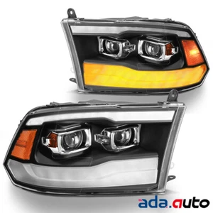 LED DRL+Dual Projector Black Headlights For 2009-2018 Dodge Ram 1500/2500/3500 - Picture 1 of 9