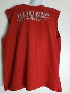 Adidas Mens Tank  Muscle Tee Sleeveless red Size XL  adidas spellout logo 