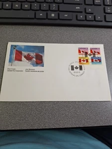 1990 Canada First Day cover stamps (4) Canada Flag art cachet envelope - Picture 1 of 3