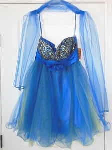 May Queen Couture new Special Occasion Dress sz 10 Sequins Tulle Royal Blue NWT - Picture 1 of 12