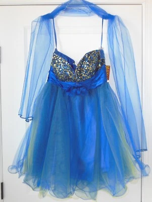 May Queen Couture new Special Occasion Dress sz 10 Sequins Tulle Royal Blue NWT - Image 1 of 4