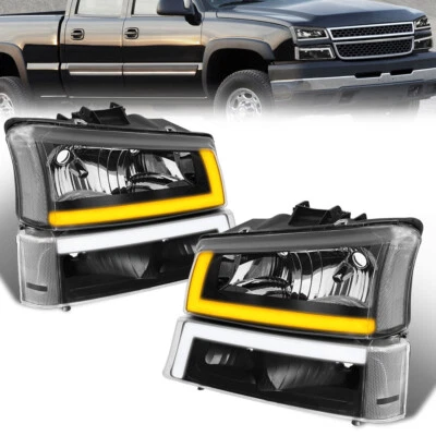 For 2003-2007 Chevy Silverado Avalanche LED DRL Headlights Bumper Lamps 03-06 - Image 1 of 4