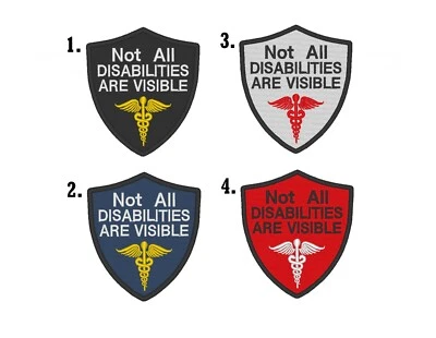 Custom Embroidered Not All Disabilities Are Visible Shield Service Dog Patch - Image 1 of 4