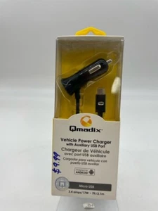 Qmadix Vehicle Power Charger with Auxiliary USB Port in Black - Picture 1 of 2