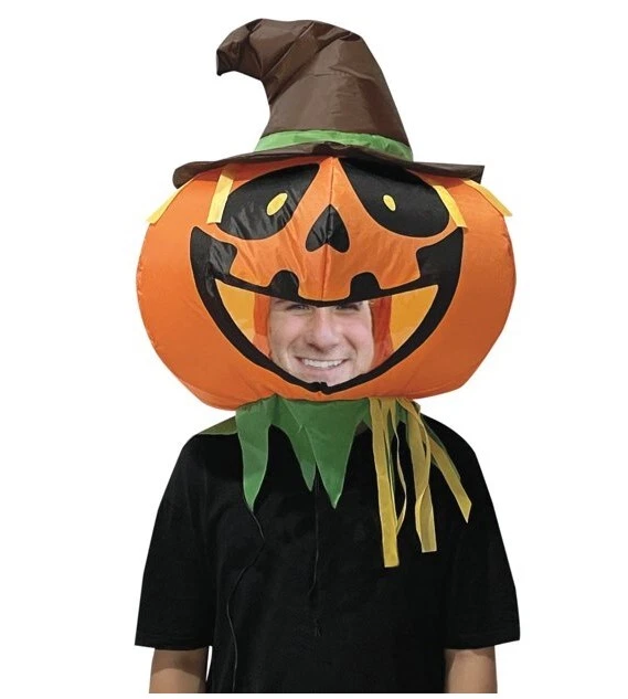 Pumpkin Bobblehead Inflatable Mask - Costume Accessory - Adult - One Size - Image 1 of 1