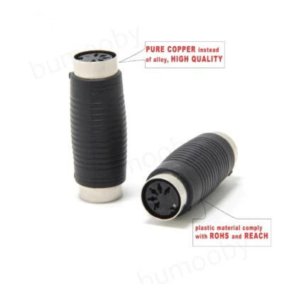 DIN 5 Pin MIDI Keyboard Female to Female Coupler Joint Adapter - Image 1 of 4