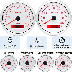 Velocímetro GPS barco 85 mm 0-120 MPH tacómetro fuel oil temp voltímetro conjunto - Imagen 1 de 23