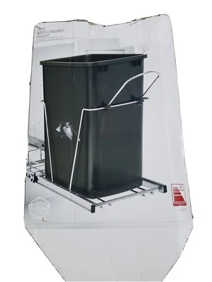 Pull Out Trash Can 35 Quart Full-Extension Soft-Close Slide Chrome Plastic 1 Bin - Image 1 of 3