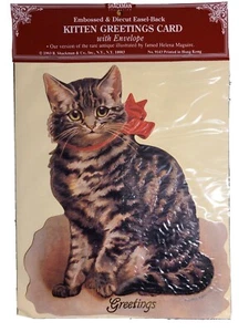 Tarjeta de felicitación troquelada vintage Helena Maguire Victorian Cat Stand Up Shackman  - Imagen 1 de 7