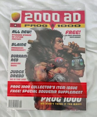 2000ad prog 1000 july 1996 like new sealed in bag judge dredd durham red slaine  - Image 1 of 2