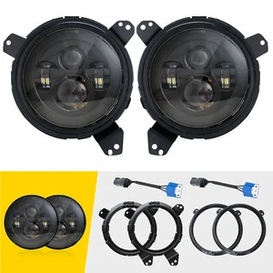 Combo de faros LED redondos negros para Jeep Wrangler JL Gladiator 2018-2024 - Imagen 1 de 12