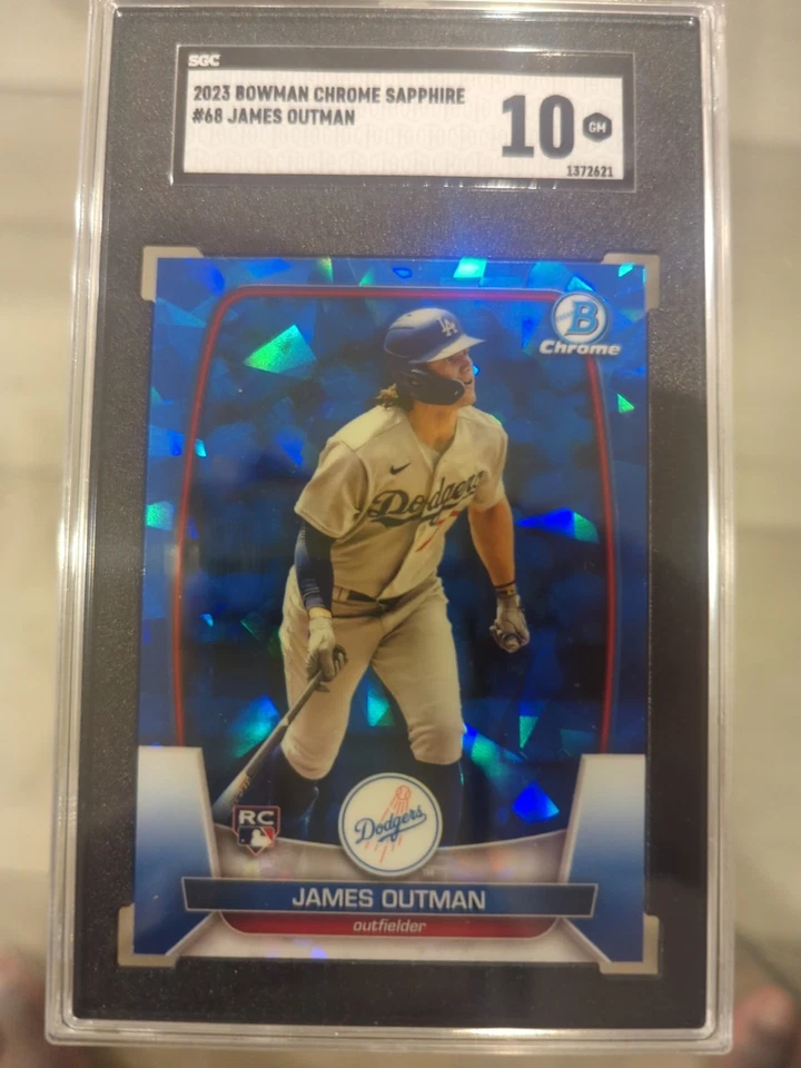 2023 Bowman Chrome Sapphire JAMES OUTMAN RC Rookie #68 Dodgers SGC 10 - Image 1 of 1