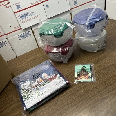 4 NEW Lock n Lock Set Multi-Color Round Food Containers W/Handles & Gift Bags - Image 1 of 4