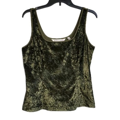 VTG Victoria Secret Cami Tank Top Green Crushed Velvet Fairy Grunge Goth Large - Image 1 of 4