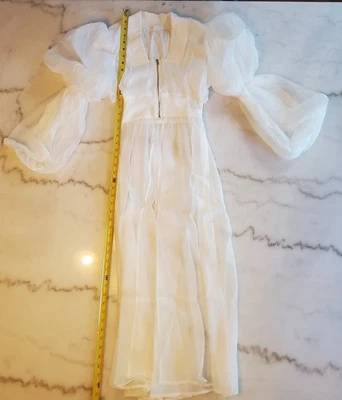 Ariel EE. UU. Crop Top Plumero Blanco Largo Plumero Talla Pequeña Chaqueta Estilo Gasa B10 Foto 1 de 4