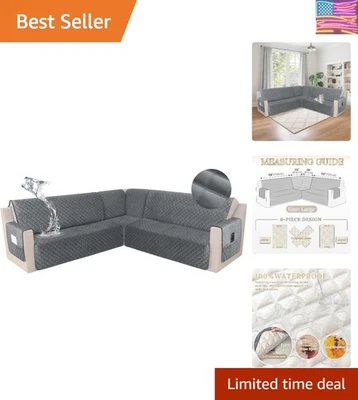 Funda de sofá seccional esquinera de terciopelo impermeable de lujo - grande gris oscuro Foto 1 de 4