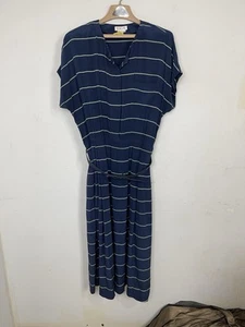 Talbots Womens Dress 16 Blue Modest Nautical 100% Silk Old Money Coastal Maxi - Picture 1 of 9