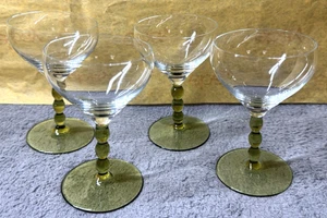 Set of 4 1950's Vintage Libbey Knob Hill Ball Stem Coupe Champaign Glasses, 4 oz - Picture 1 of 7