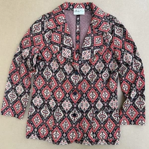 Vintage Butte Strick Blazer Jacke Rot Schwarz Geometrisch Mod 60er 70er Retro Muster - Bild 1 von 11
