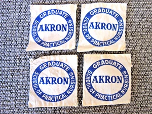 Menge 4 Vintage Akron Schule der praktischen Krankenpflege Absolvent Stoff Patches - Bild 1 von 3