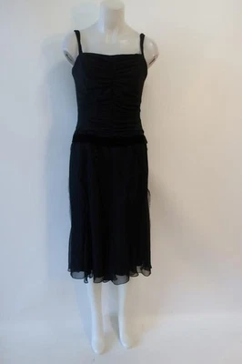 Womens Vera Wang Black Silk Blend Strappy Sleeveless Midi Dress M - Image 1 of 4