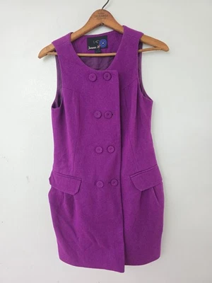 Vestido envolvente de lana púrpura Forever 21 vintage, talla pequeños bolsillos *defecto Foto 1 de 4