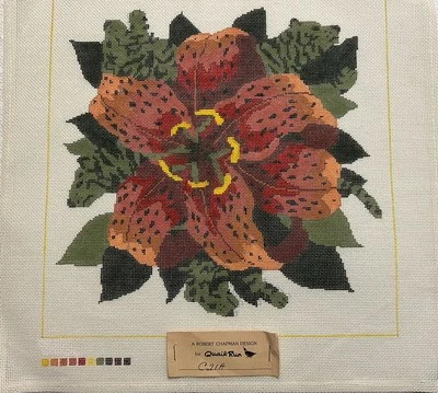 Beautiful hand painted LILLY in shades of red and green. - Image 1 of 2