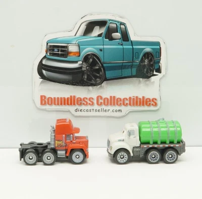 迪士尼PIXAR汽车迷你赛车套装散装红色MACK HAULER绿色ERIN KINDAFAST — 第 1/3 张图片