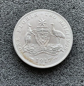 Australia 2 Shillings One Florin 1917 Silver Coin……TM791 - Picture 1 of 3