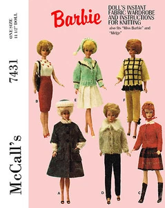 Vintage Barbie 11 1/2 Zoll Puppenkleidung Näh- und Strickmuster - 7431 - Bild 1 von 2
