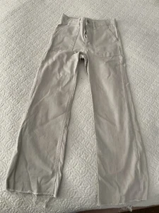 Zara girls sz 13 14 stretch wide leg khakis raw hem - Picture 1 of 3