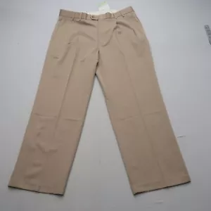Cutter & Buck Mens DryTec Luxe Pants 38 x 30 Beige Pleated Slacks NWT - Picture 1 of 10