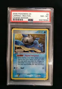 Graded PSA 8 2006 Pokemon EX - Lapras - Rev.Foil Legend Maker #8 - Picture 1 of 4