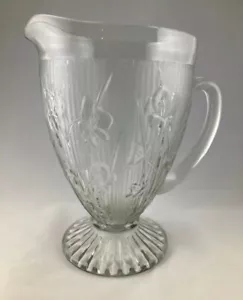Vintage Jeanette Klarglas Iris und Fischgrät 56 Unzen 9" Krug - Bild 1 von 6