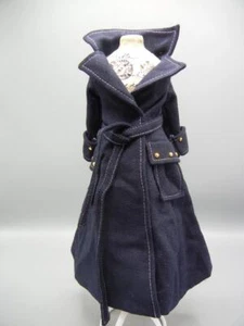Tonner Doll Ellowyne Wilde Navy Belted Trench Coat Pink Lining White Stitching - Picture 1 of 10