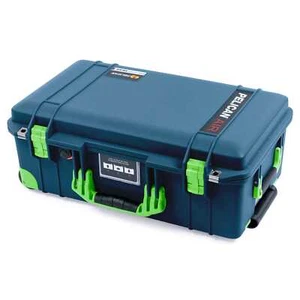 Pelican x ColorCase 1535 Air - Deep Pacific with Lime Green, Latches & Trolley - Picture 1 of 20