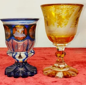 2 ALTE GESCHLIFFENE GLASBECHER. DEUTSCHLAND. XIX CENTURY - Bild 1 von 1