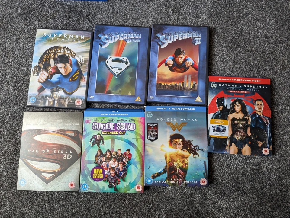 DC  blu ray And DVD bundle 7 Films Superman Batman Wonder Woman  - Image 1 of 1