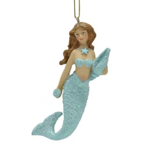 Aqua Mermaid w. Conch Hanging 5cm Christmas Ornament Decoration - Picture 1 of 1