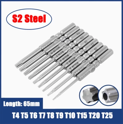 T4-T25 Torx Screwdriver Bit 5mm Round Shank Magnetic Impact Driver Drill Bits - Image 1 of 4
