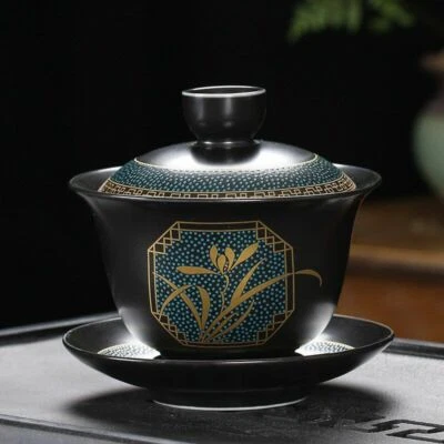 Chinese Tea Set Classical Gaiwan Cup Black Clay 180ml Traditional Handmade Bowl - Image 1 of 4