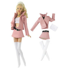 Pink Fashion Leather Coat Skirt Outfits For 11.5" Doll Clothes Set Socks 1/6 Toy