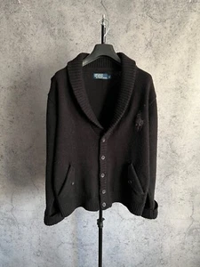 Women’s Vintage Polo Ralph Lauren Knitted Cardigan Sweater Black Size Small - Picture 1 of 18