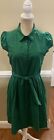 Anthropologie MAEVE green cap sleeve/button front/tiered tie-dress - GENTLY USED