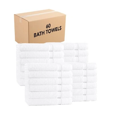 Admiral Hospitality Bath Towels 24x48 (Bulk Case of 60), White, Cotton Blend - Image 1 of 4