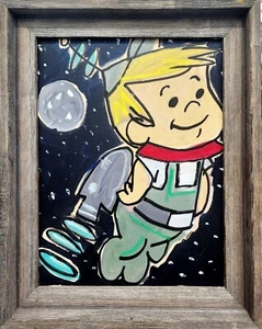 CORBELLIC EXPRESSIONISM 14X11 LIGHTNING SPACE BOY ABSTRACT FRAMED MODERN HOME - Picture 1 of 8