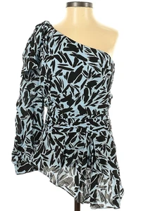 NWT Veronica Beard Blue Multi Silk Blend Vida One-Shoulder Top Size 2 MSRP $395 - Picture 1 of 5