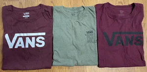 Lot 3 VANS off the wall Short Sleeve T-Shirts Burgundy Green Med Large - Picture 1 of 5