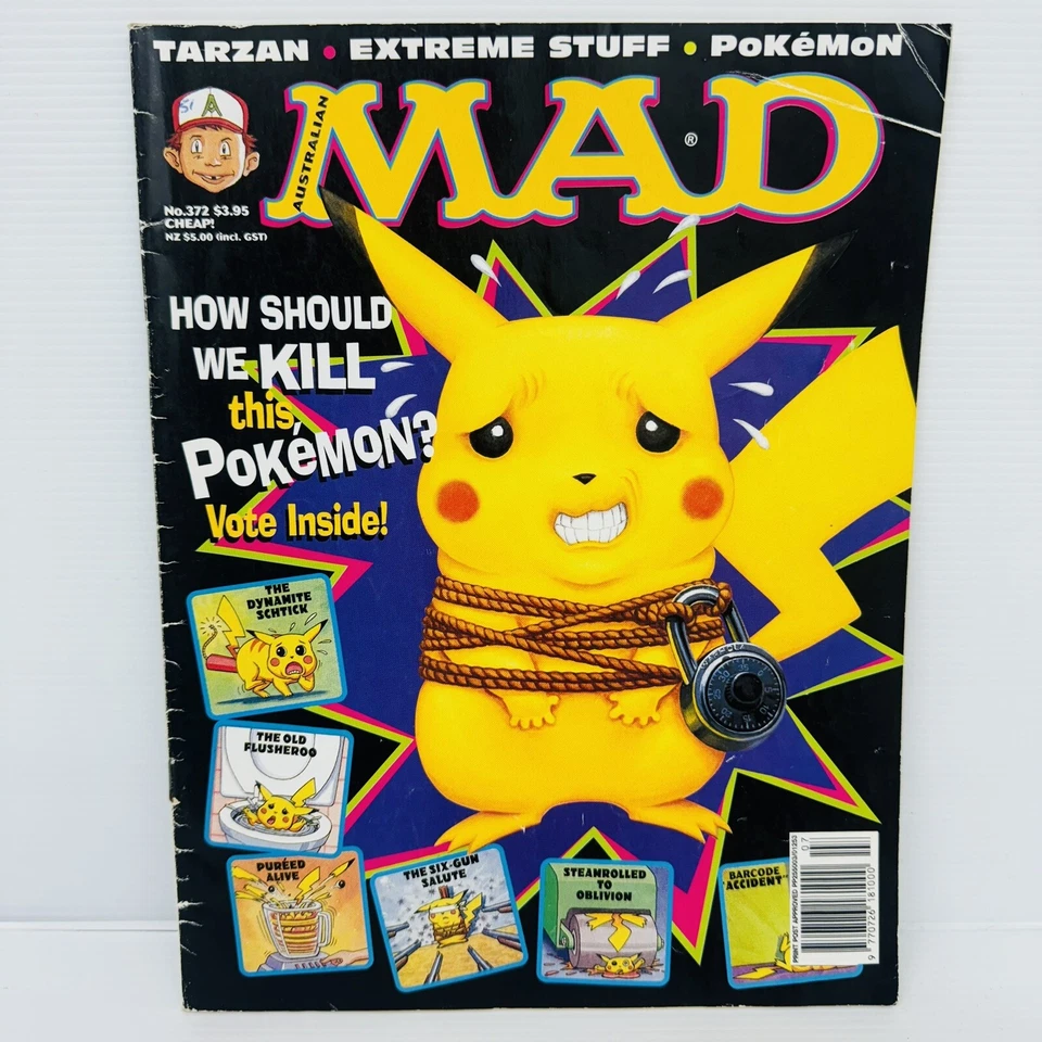 Australian Mad Magazine No: 372 Pokemon Pikachu 1999 Tarzan Vintage Humour Comic - Image 1 of 4